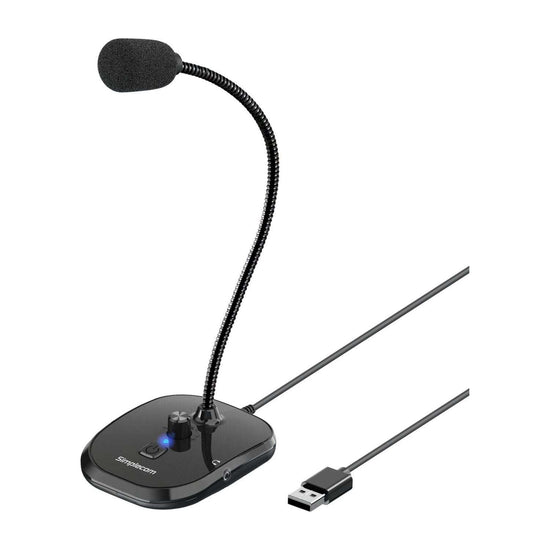 Simplecom UM360 Plug and Play USB Desktop Microphone with Headphone Jack