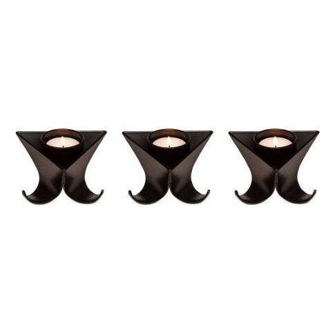 Small Decorative Black Metal Tea Light Candle Holders in Set of 3 - Magdasmall