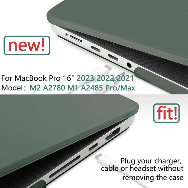 Suitable for MacBook Pro 16 inch Case 2023 2022 2021 M2 A2780 A2485 M1 Pro/Max Hard Shell Case Keyboard Cover Midnight Green