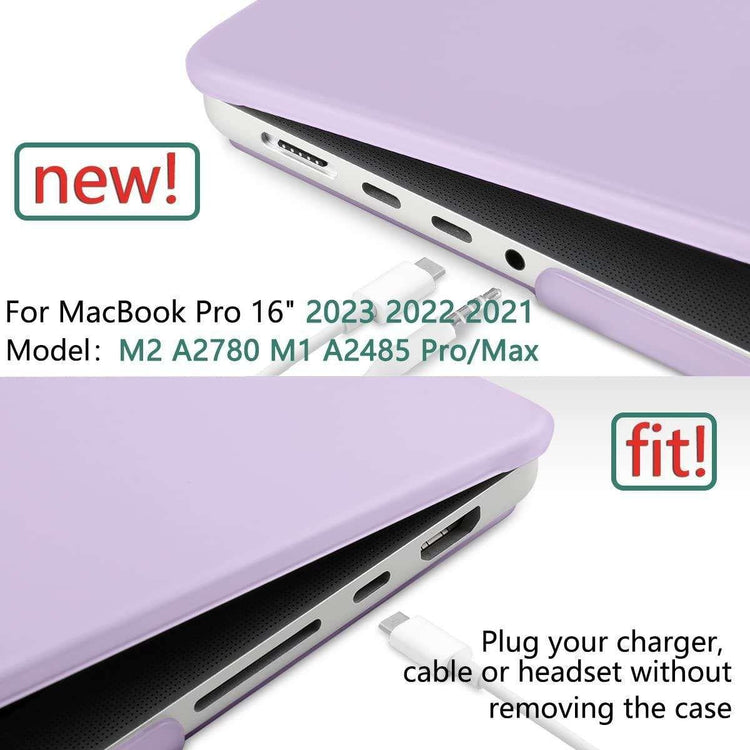 Suitable for MacBook Pro 16 inch Case 2023 2022 2021 M2 A2780 A2485 M1 Pro/Max Hard Shell Case Keyboard Cover Purple