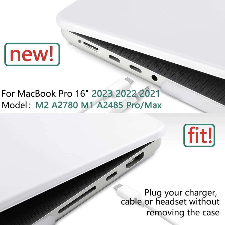 Suitable for MacBook Pro 16 inch Case 2023 2022 2021 M2 A2780 A2485 M1 Pro/Max Hard Shell Case Keyboard Cover White