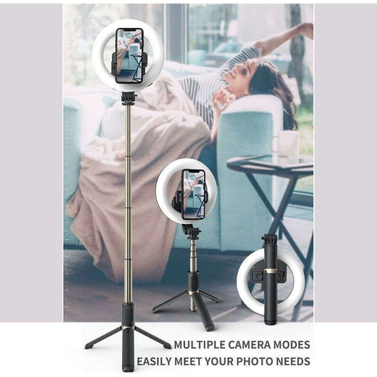 TEQ Q07 Bluetooth Ring Light Selfie Stick  + Tripod stand