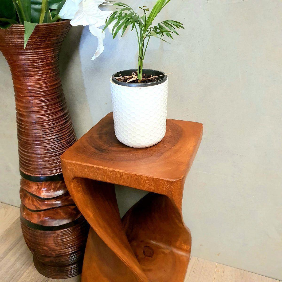 The Twist Raintree Wood Side Table/Corner Table/Planet Stand NB Finish