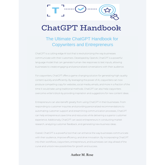 The Ulimate ChatGPT Handbook for Copywriters and Entrepreneurs- AI - eBook - Instant Download - PDF - Pg47