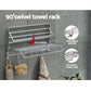 Towel Rail Rack Holder 4 Bars Wall Mounted Aluminium Foldable Hanging Hook