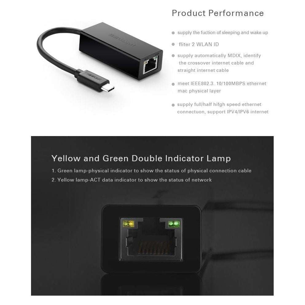 UGREEN 30287 USB-C 10/100Mbps Ethernet Adapter