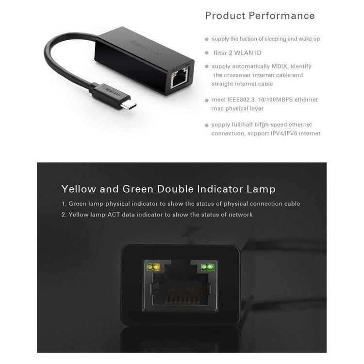 UGREEN 30287 USB-C 10/100Mbps Ethernet Adapter