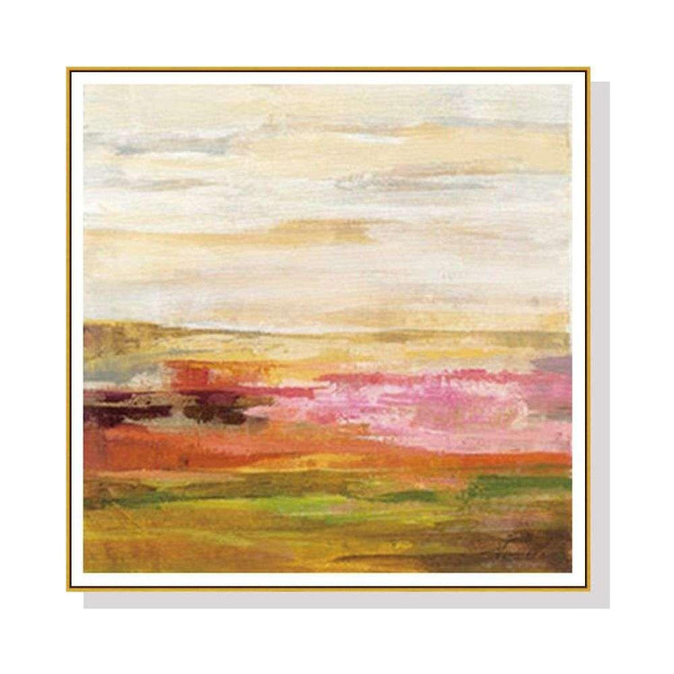 Wall Art 100cmx100cm Blooming Field Gold Frame Canvas
