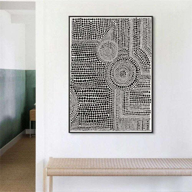 Wall Art 100cmx150cm Clustered Dots A Black Frame Canvas - Magdasmall