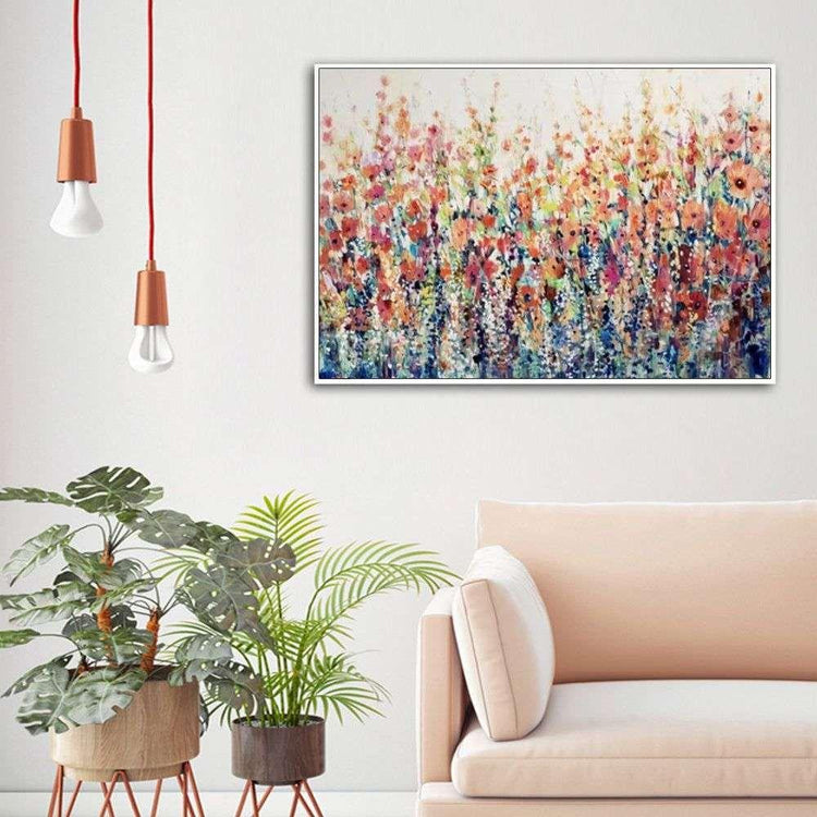 Wall Art 100cmx150cm Flourish Of Spring White Frame Canvas - Magdasmall