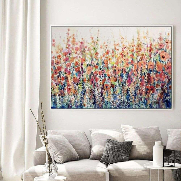 Wall Art 100cmx150cm Flourish Of Spring White Frame Canvas - Magdasmall