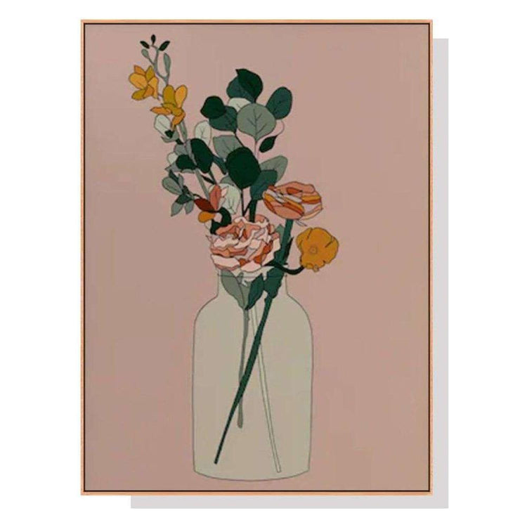 Wall Art 40cmx60cm Boho Floral Wood Frame Canvas - Magdasmall