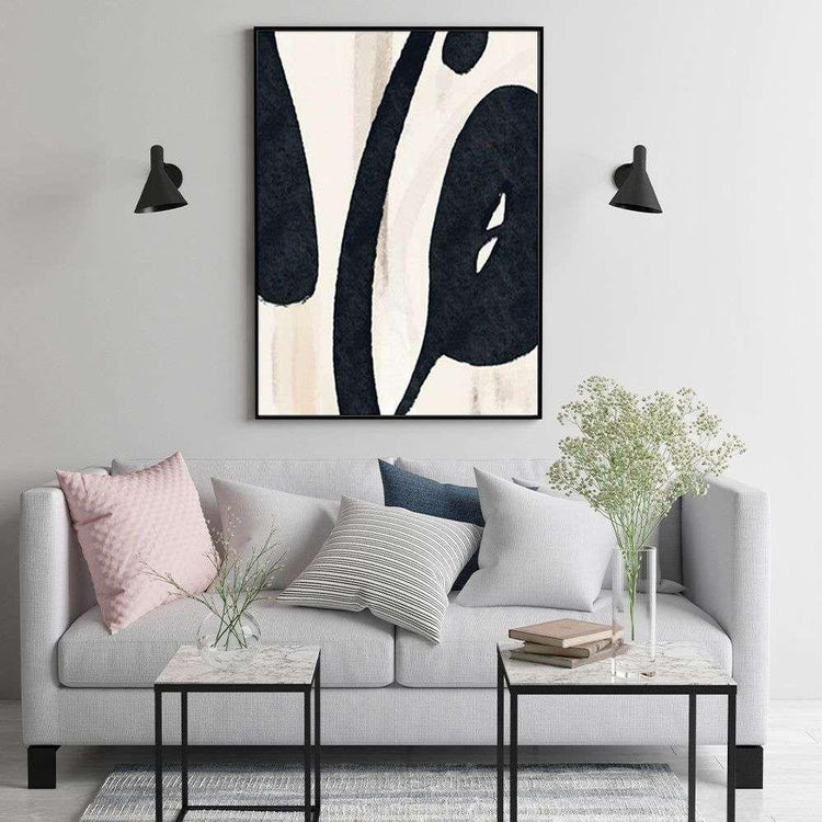 Wall Art 50cmx70cm Black Ink Black Frame Canvas - Magdasmall