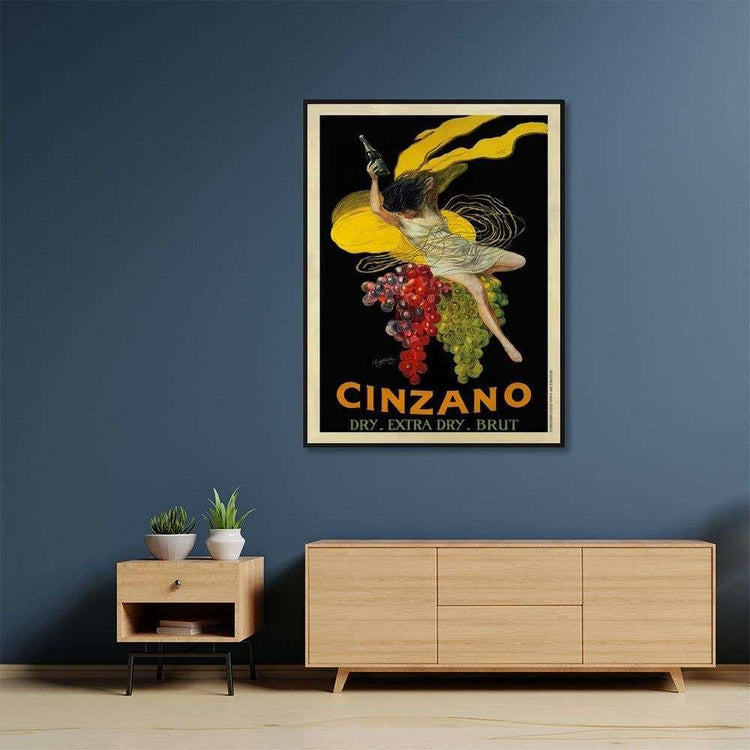 Wall Art 50cmx70cm Cinzano Black Frame Canvas - Magdasmall