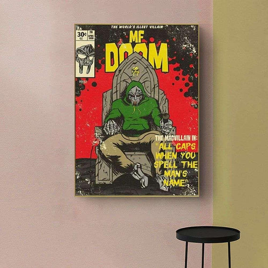 Wall Art 50cmx70cm MF DOOM Music Gold Frame Canvas - Magdasmall