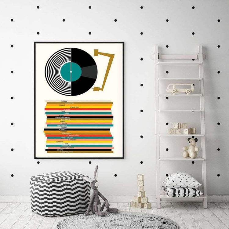 Wall Art 50cmx70cm Music Black Frame Canvas - Magdasmall