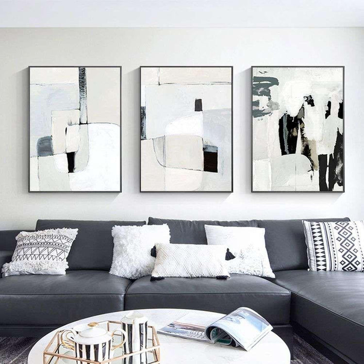 Wall Art 50cmx70cm Soft Spoken 3 Sets Black Frame Canvas - Magdasmall