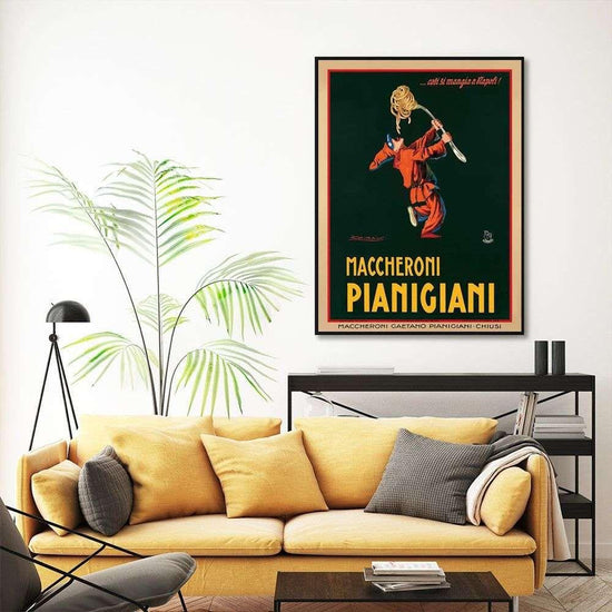 Wall Art 60cmx90cm Maccheroni Pianiciani Black Frame Canvas - Magdasmall