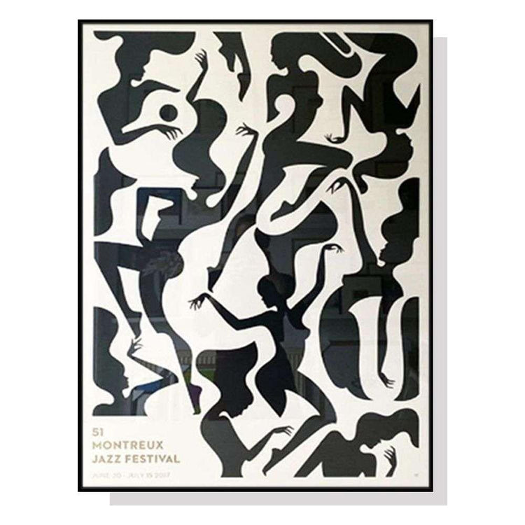 Wall Art 70cmx100cm Jazz Festival Black Frame Canvas