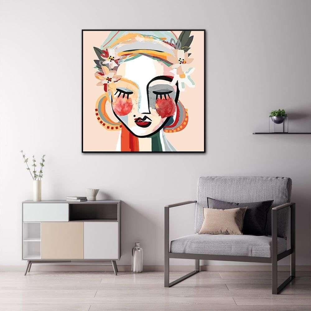 Wall Art 70cmx70cm Sophie Black Frame Canvas - Magdasmall