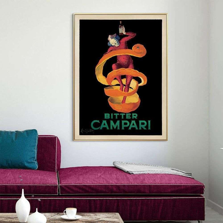 Wall Art 80cmx120cm Bitter Campari Gold Frame Canvas - Magdasmall