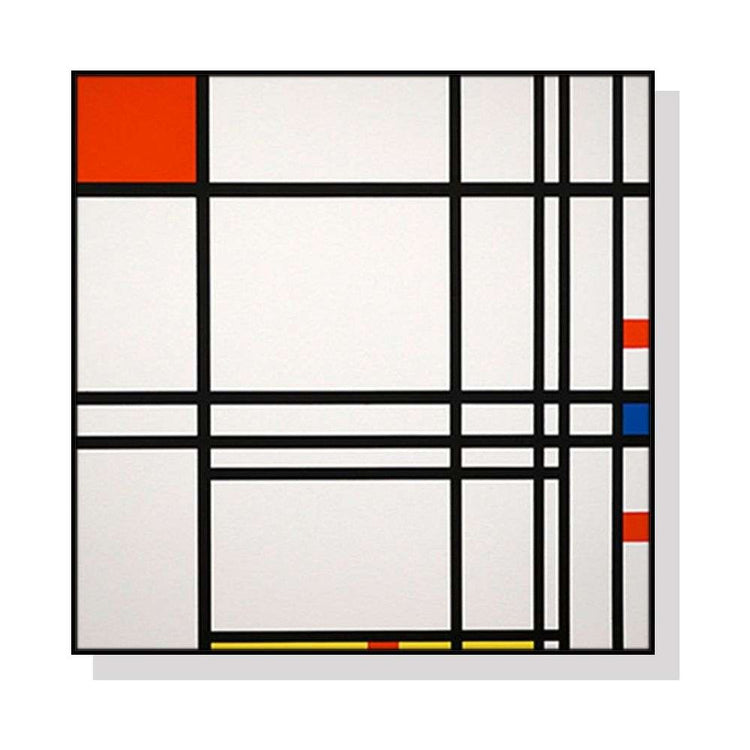 Wall Art 80cmx80cm Abstract Art By Piet Mondrian Black Frame Canvas