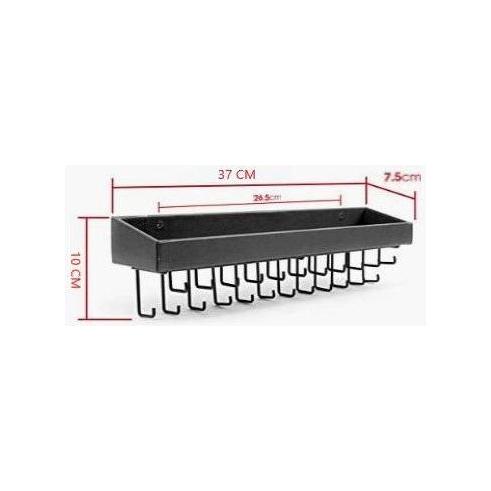 Wall Mount Hanging Jewellery Organiser Holder with 23 Hooks (Black)