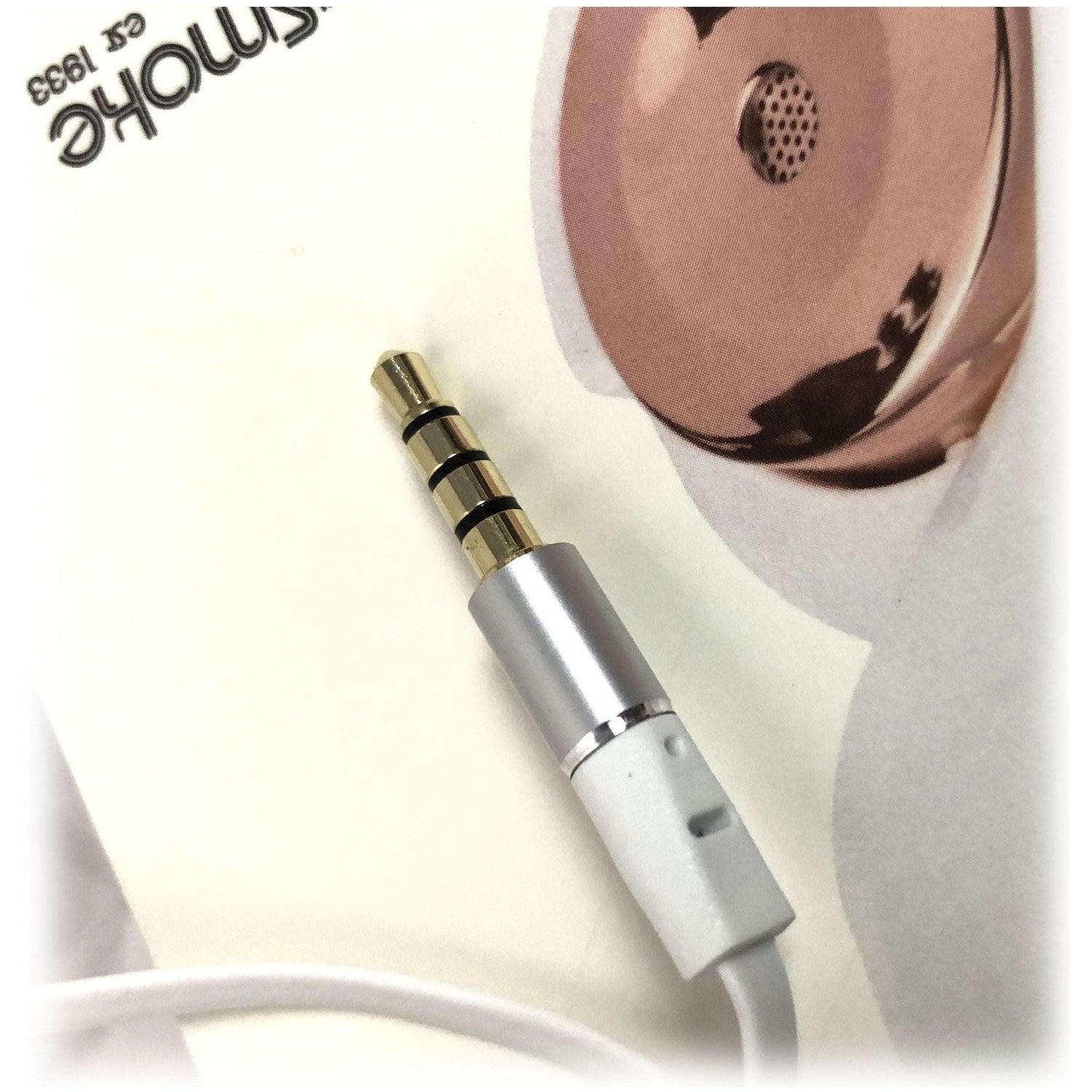 White Rose Gold Holysmoke Motif On Ear Foldable Headphones
