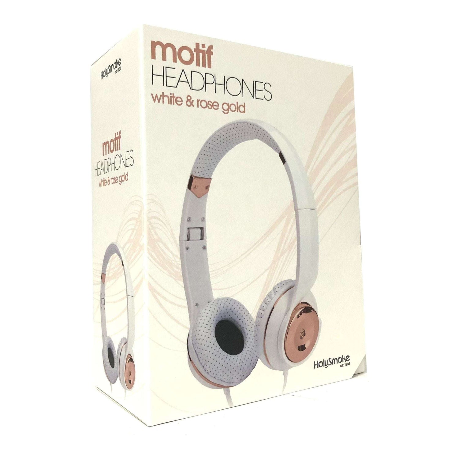 White Rose Gold Holysmoke Motif On Ear Foldable Headphones