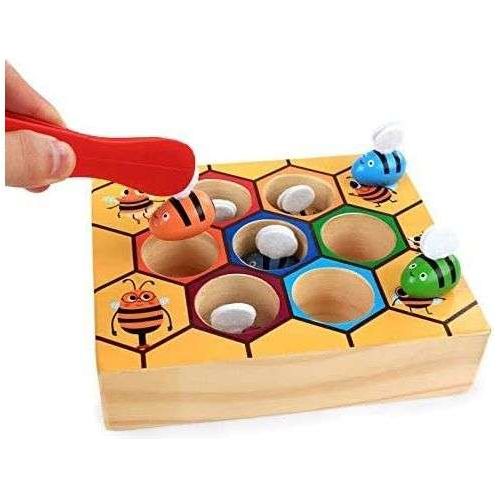 Wooden Bee Toddler Fine Motor Skill Toy - (Montessori Wooden Puzzle Early Learning Preschool Educational Kids) - Magdasmall