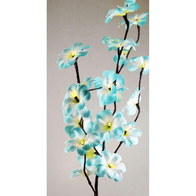 1 Set of 50cm H 20 LED Blue Frangipani Tree Branch Stem Fairy Light Wedding Event Party Function Table Vase Centrepiece Tropical Decoration