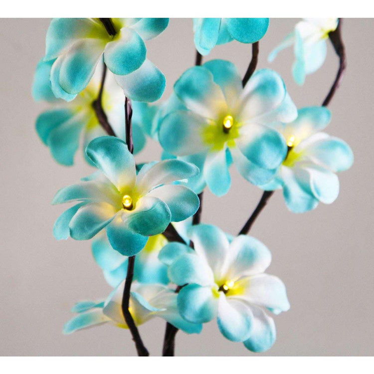 1 Set of 50cm H 20 LED Blue Frangipani Tree Branch Stem Fairy Light Wedding Event Party Function Table Vase Centrepiece Tropical Decoration