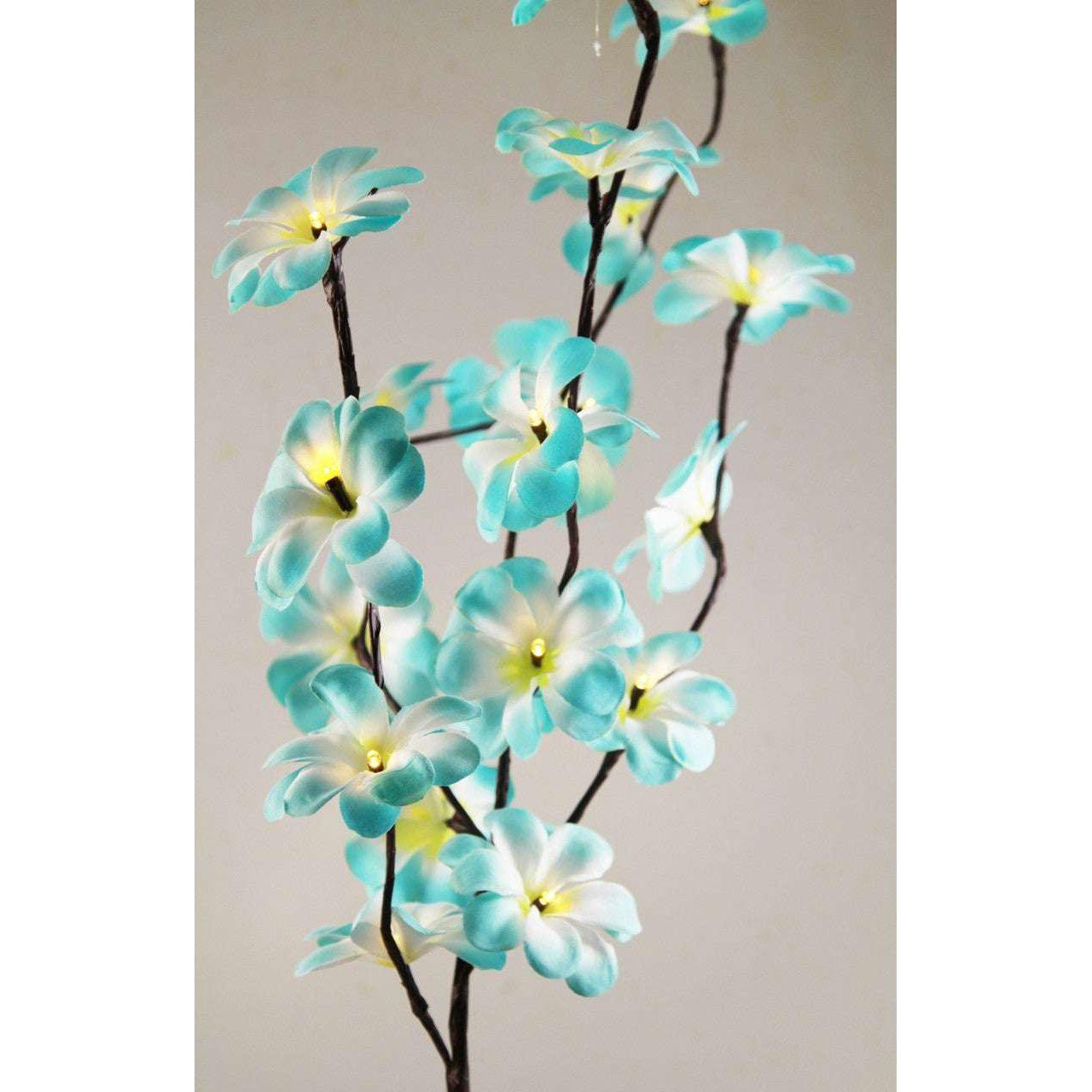 1 Set of 50cm H 20 LED Blue Frangipani Tree Branch Stem Fairy Light Wedding Event Party Function Table Vase Centrepiece Tropical Decoration