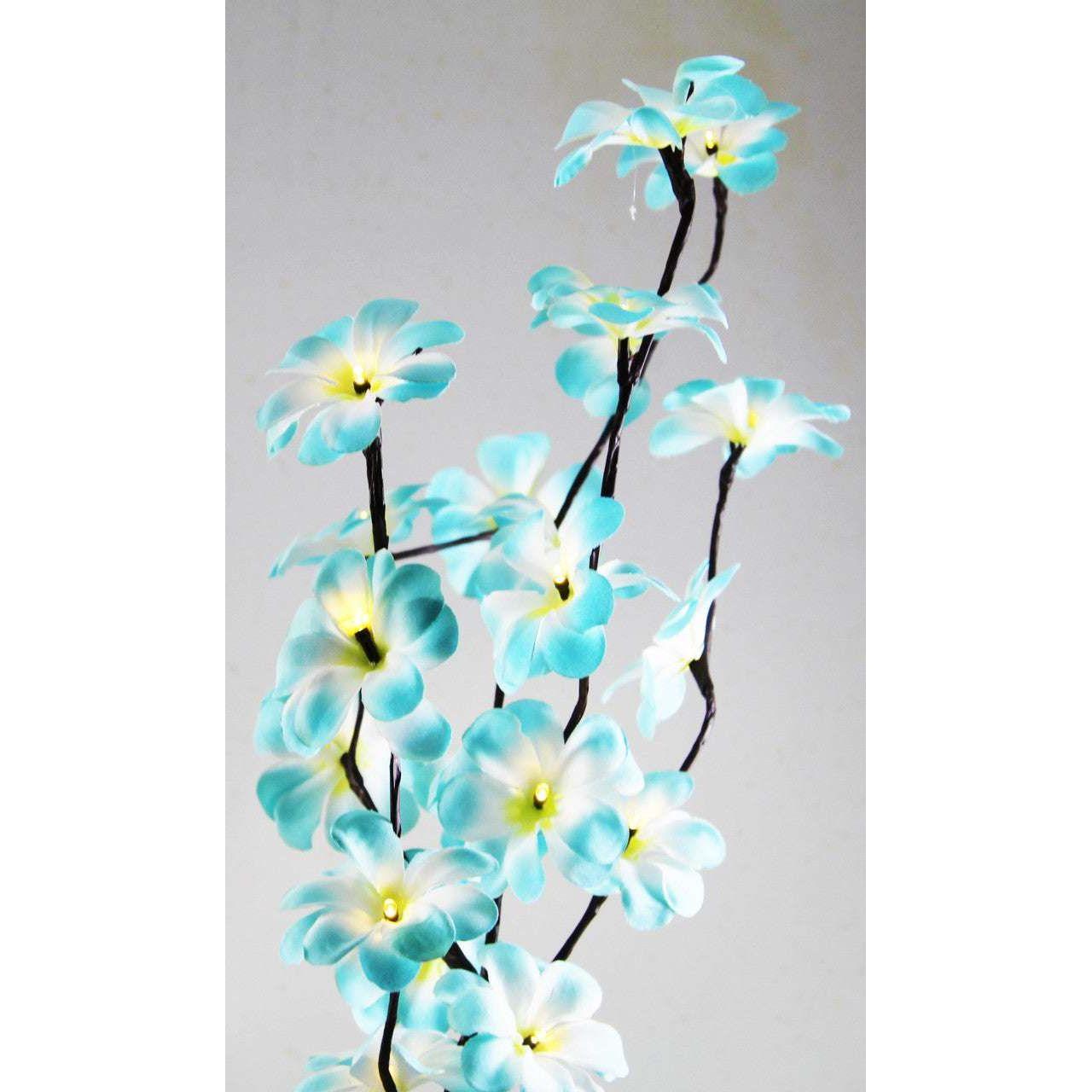 1 Set of 50cm H 20 LED Blue Frangipani Tree Branch Stem Fairy Light Wedding Event Party Function Table Vase Centrepiece Tropical Decoration