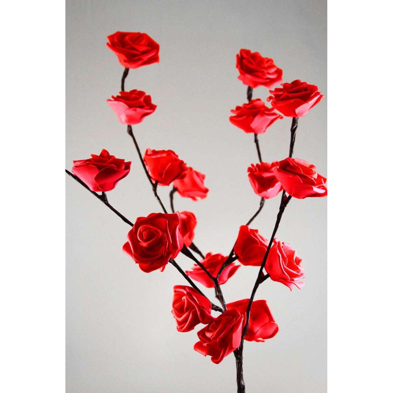 1 Set of 50cm H 20 LED Red Rose Tree Branch Stem Fairy Light Wedding Event Party Function Table Vase Centrepiece Decoration