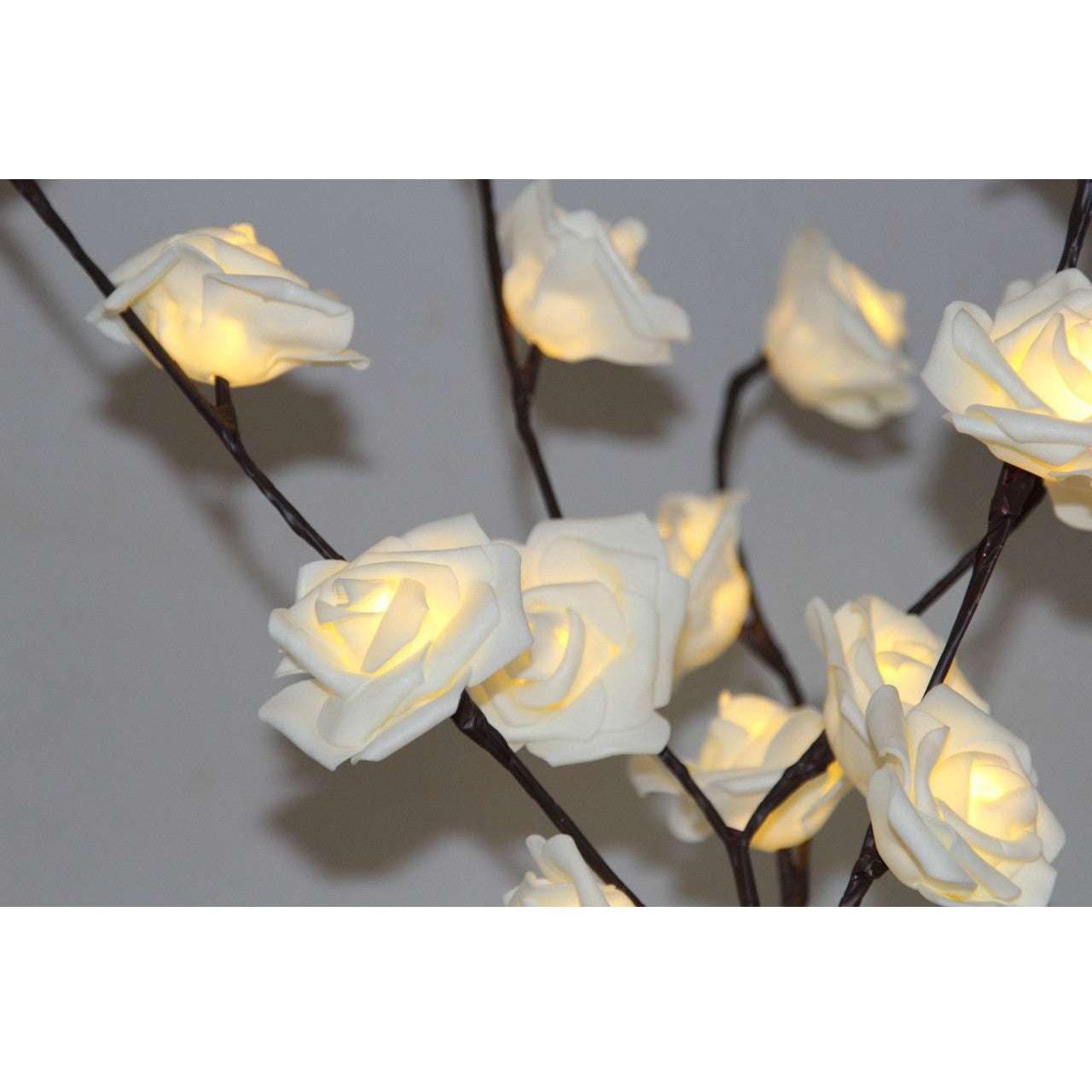 1 Set of 50cm H 20 LED White Rose Tree Branch Stem Fairy Light Wedding Event Party Function Table Vase Centrepiece Decoration