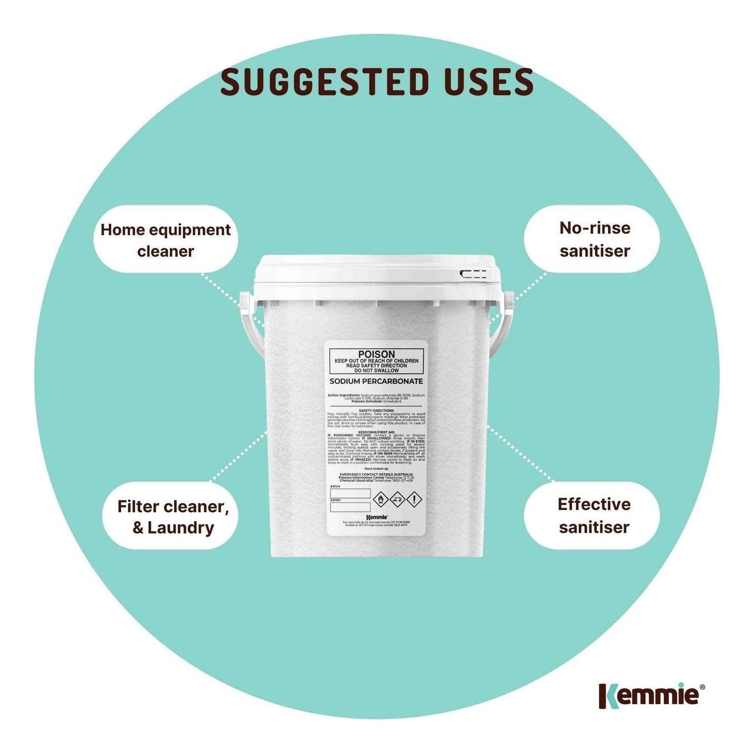 1.3Kg Sodium Percarbonate Tub - Eco Laundry Cleaner Brew Sanitiser Oxygen Bleach - Magdasmall