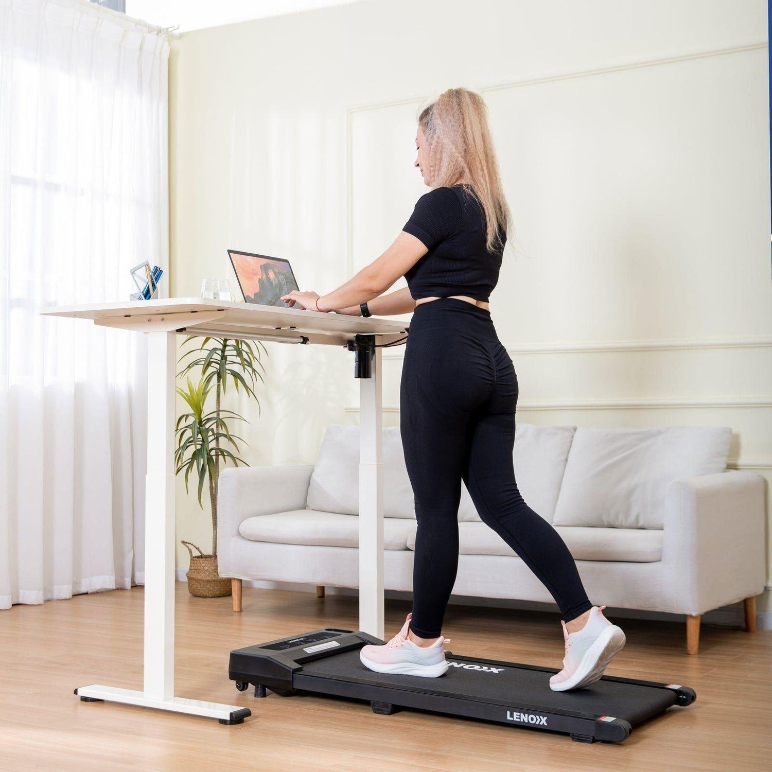 1.5 HP Electric Walking Pad Treadmill with Remote Control and Display Screen - Magdasmall