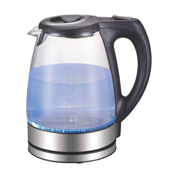 1.7L Electric Glass Kettle LED Blue Light 360 Automatic Cordless Water Boiling Jug - Magdasmall