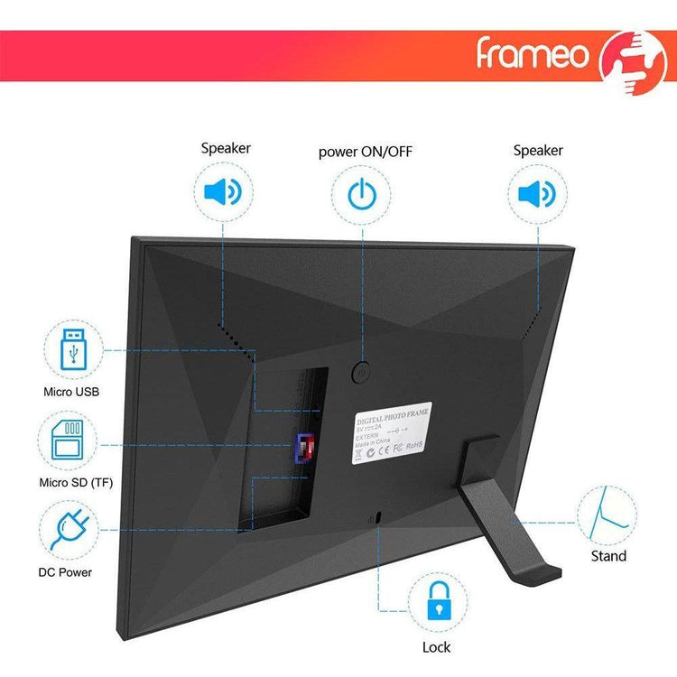 10.1-Inch Wooden Frame WiFi Digital Photo Frame - 16GB Storage, IPS Touchscreen, App Remote Sharing - Magdasmall