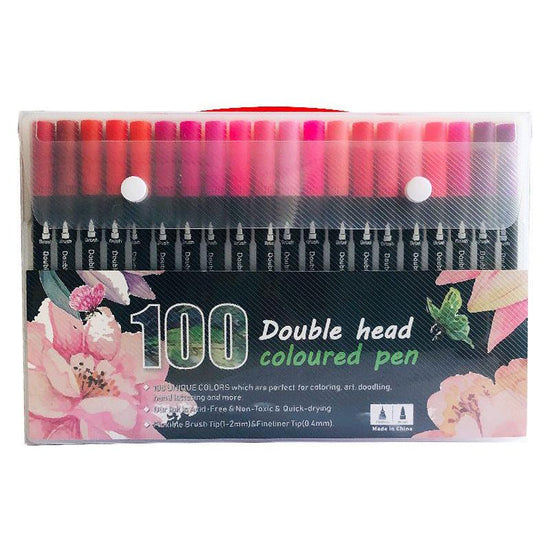 100-Color Dual-Head Brush and Fine Tip Marker Set - Vibrant Colors for Art and Craft Projects - Magdasmall