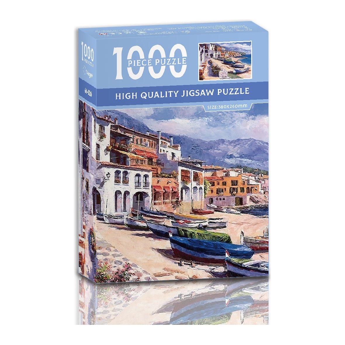 1000-Piece High-Quality Jigsaw Puzzle - Coastal Village Scene - Magdasmall