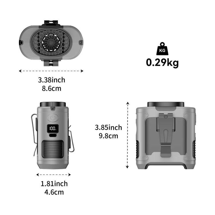 10000mAh Portable Outdoor Waist Fan Hanging Neck Strong Wind with Power Bank LED Lighting for Emergency Sports Outdoor Working - Magdasmall