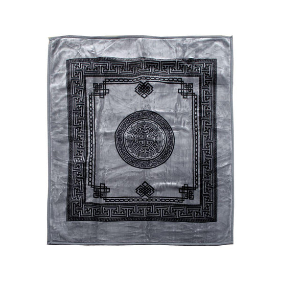 1000GSM Olympia Greek Key Luxury Quality 2 Ply Mink Blanket Queen Grey - Magdasmall