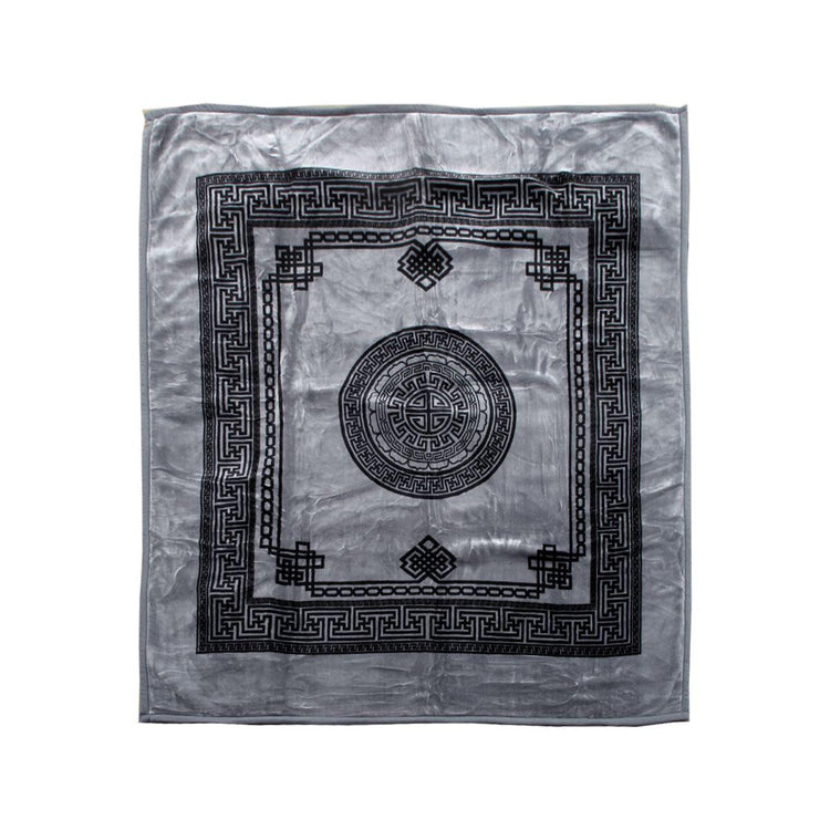 1000GSM Olympia Greek Key Luxury Quality 2 Ply Mink Blanket Queen Grey - Magdasmall