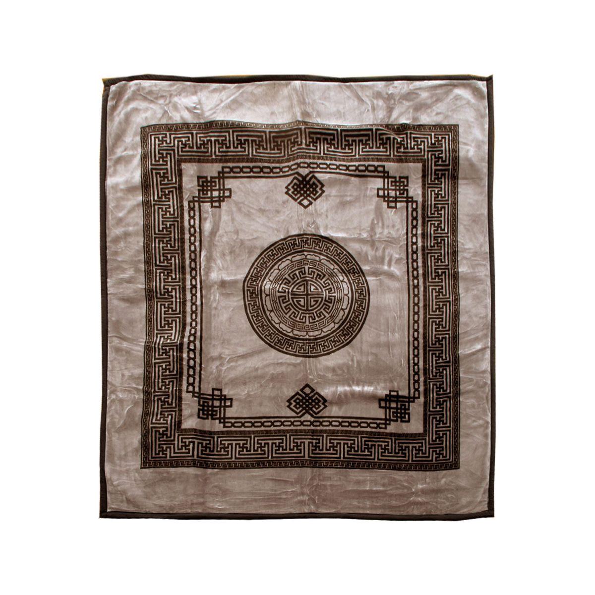 1000GSM Olympia Greek Key Luxury Quality 2 Ply Mink Blanket Queen Taupe - Magdasmall