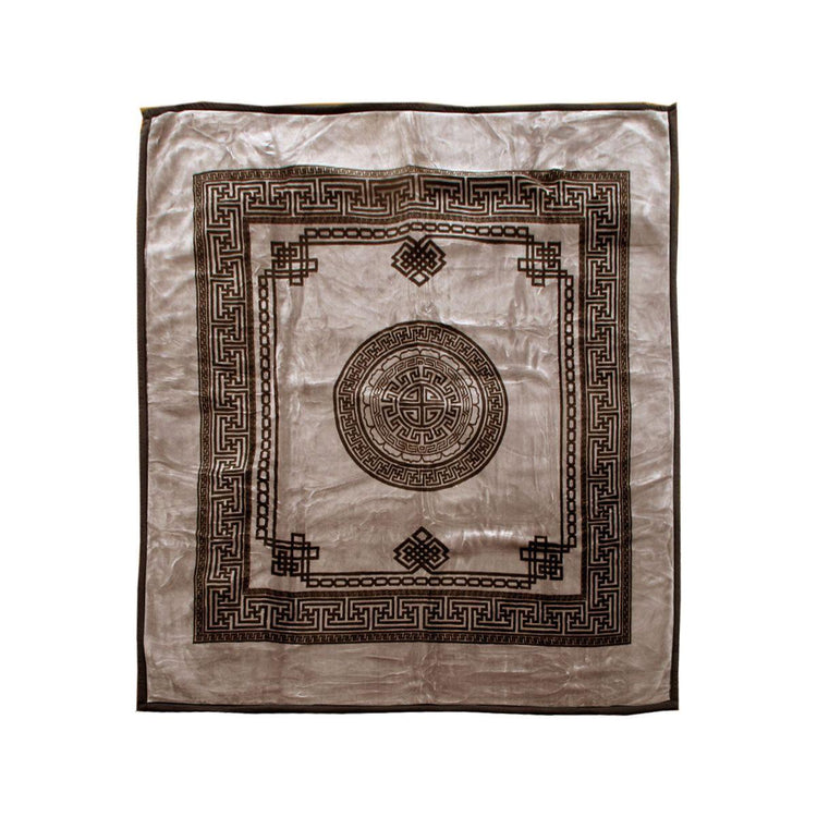 1000GSM Olympia Greek Key Luxury Quality 2 Ply Mink Blanket Queen Taupe - Magdasmall