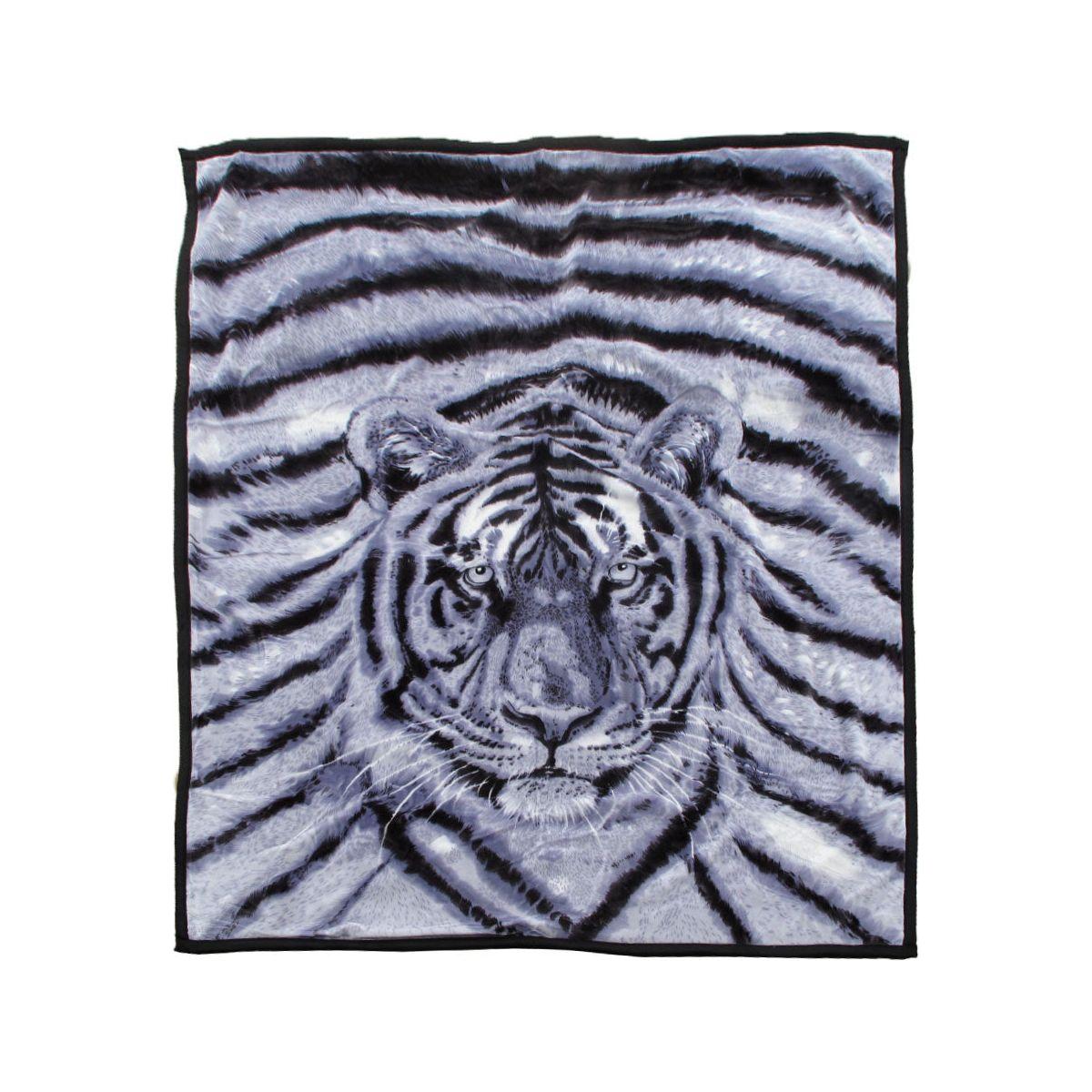 1000GSM White Tiger Luxury Quality 2 Ply Mink Blanket 200 x 240 cm - Magdasmall