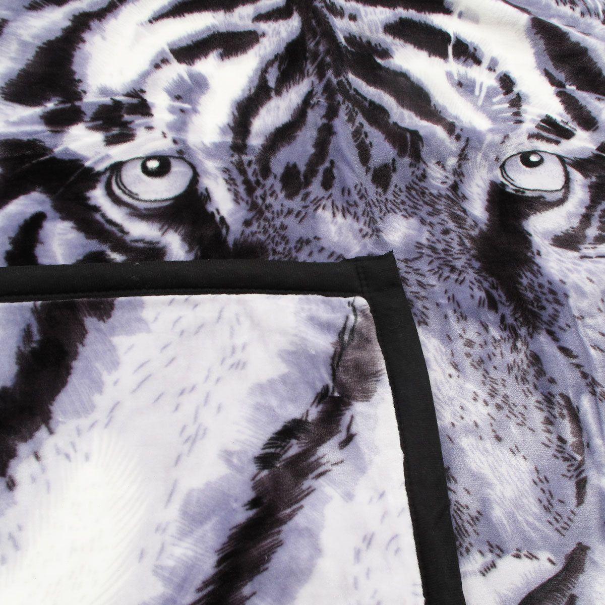 1000GSM White Tiger Luxury Quality 2 Ply Mink Blanket 200 x 240 cm - Magdasmall