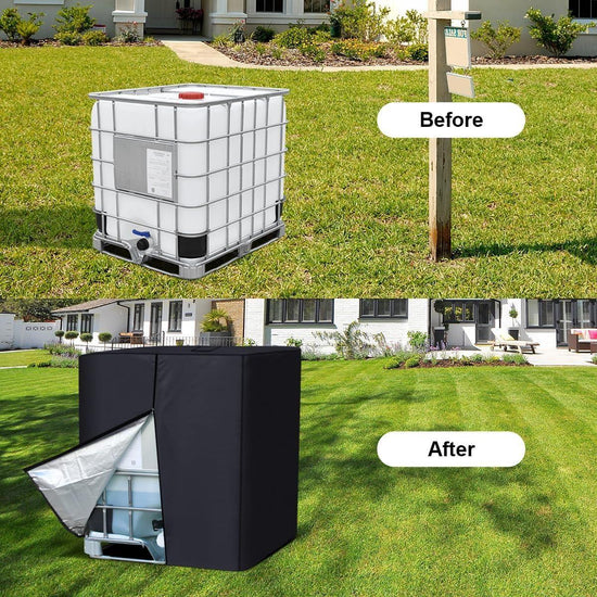 1000L 275 Gallon 420D IBC Tote Water Tank Cover Sunshade Waterproof Protective Cover IBC Tote Covers - Magdasmall